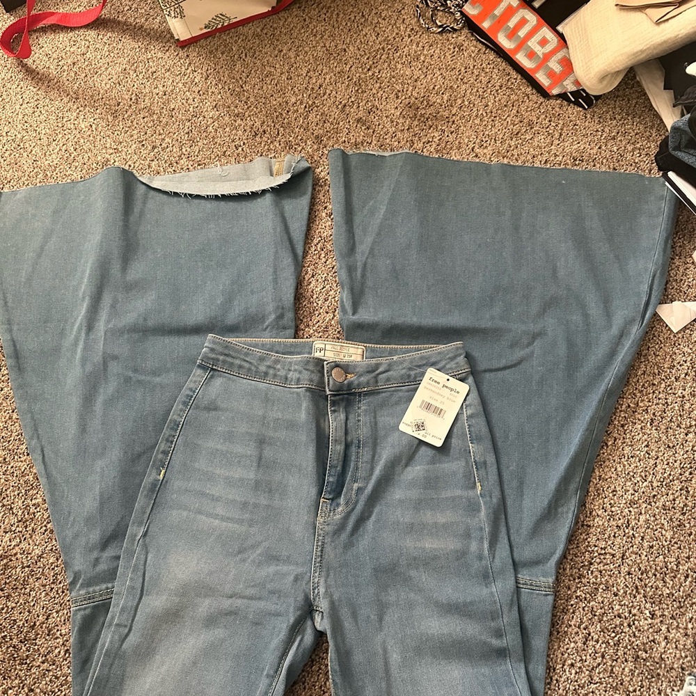Free People Flare Wide Leg Jeans in Blue
